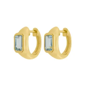 14K GOLD BLUE TOPAZ FREYA HUGGIES