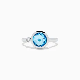 14K White Gold Blue Topaz and Diamond Ring, 2.03 TCW