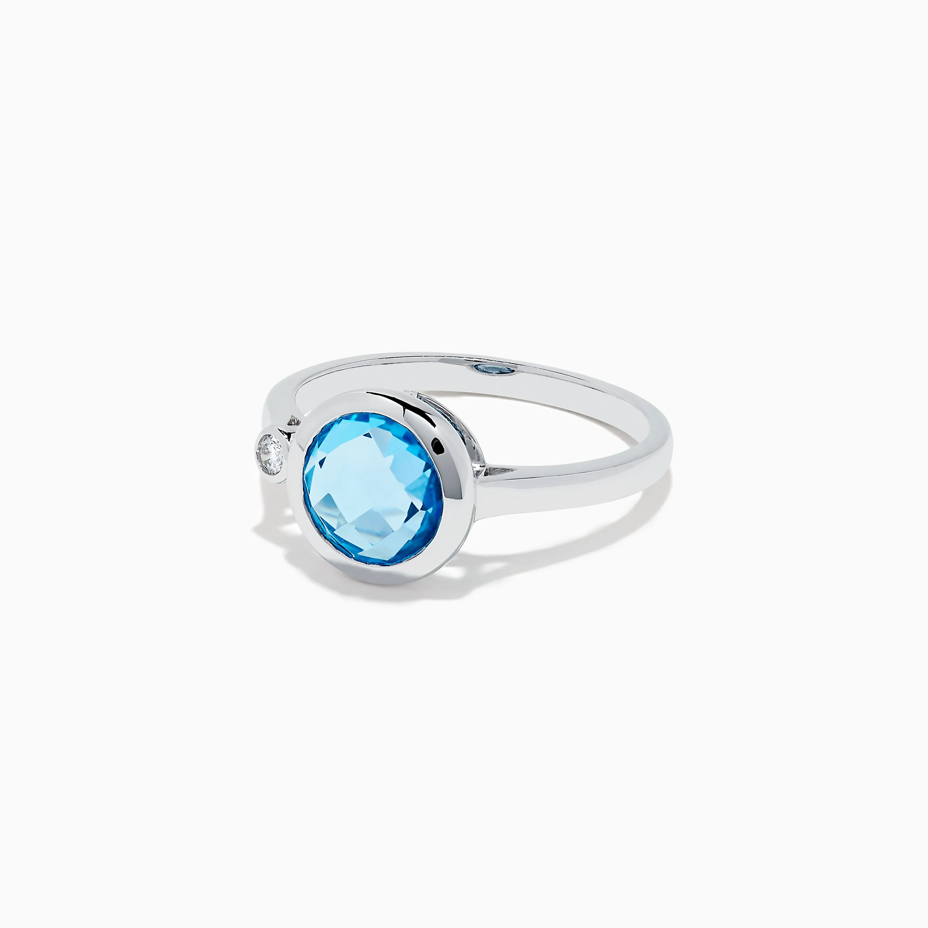 14K White Gold Blue Topaz and Diamond Ring, 2.03 TCW