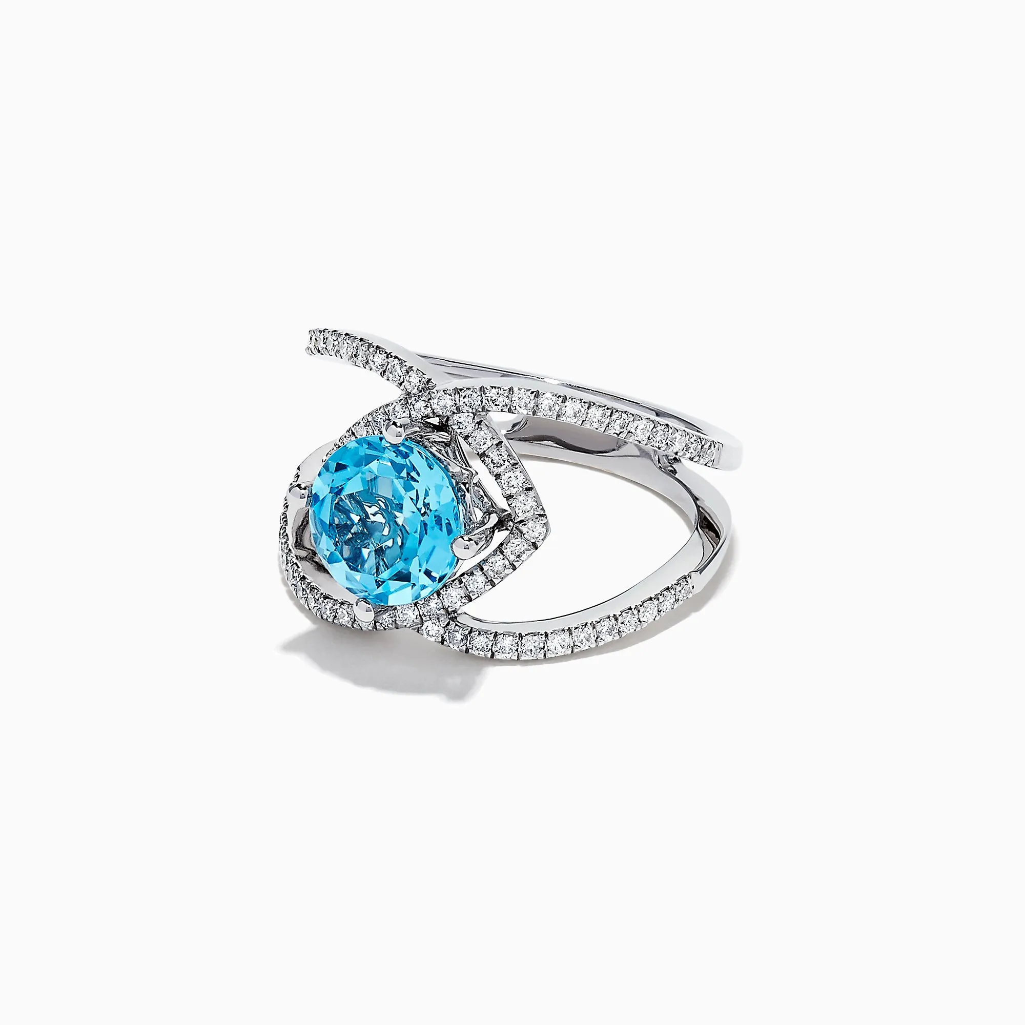 14K White Gold Blue Topaz and Diamond Ring, 2.84 TCW
