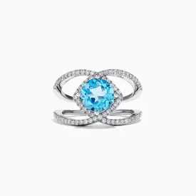 14K White Gold Blue Topaz and Diamond Ring, 2.84 TCW