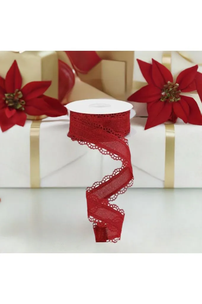 1.5" Scalloped Edge Ribbon: Burgundy (10 Yard)