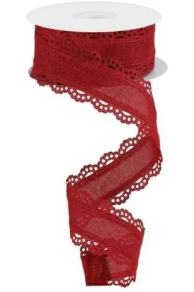 1.5" Scalloped Edge Ribbon: Burgundy (10 Yard)