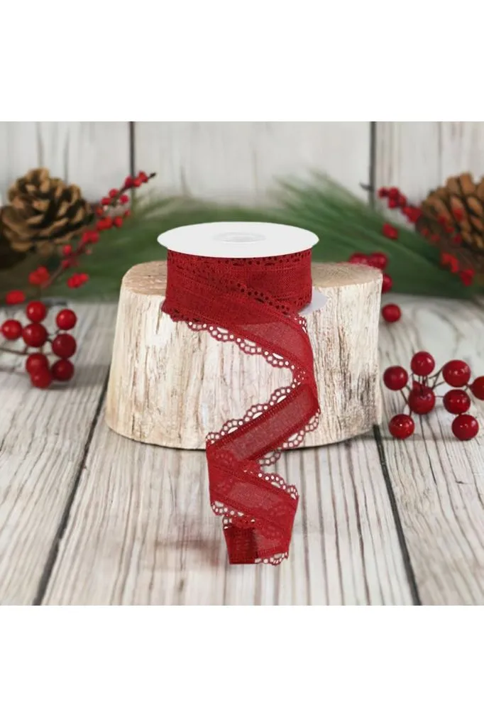 1.5" Scalloped Edge Ribbon: Burgundy (10 Yard)