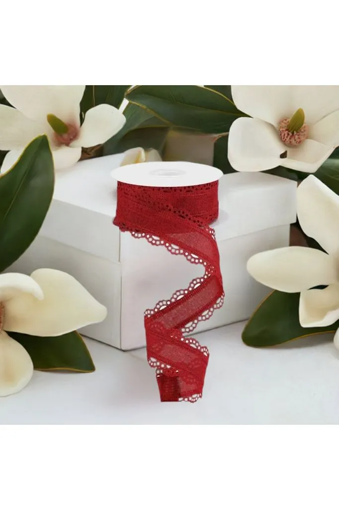 1.5" Scalloped Edge Ribbon: Burgundy (10 Yard)