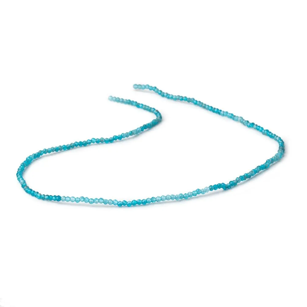 1.8mm Shaded Neon Blue Apatite Micro Faceted Rounds 12 inch 192 beads AA