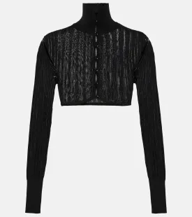 ALAÏA ribbed cropped cardigan, black