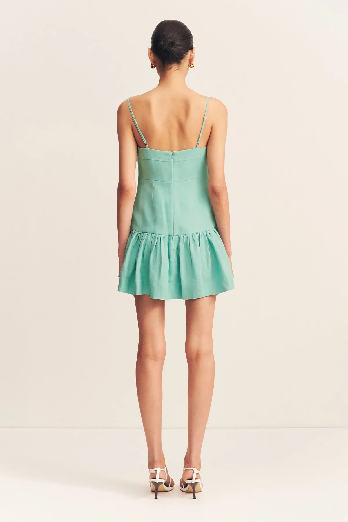 ALEC GATHERED MINI DRESS - POOL BLUE