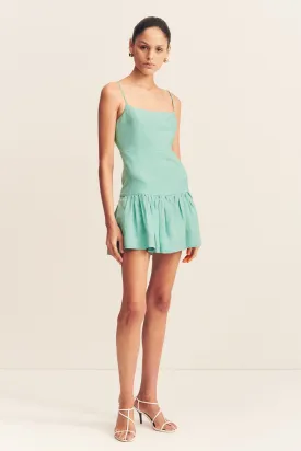 ALEC GATHERED MINI DRESS - POOL BLUE