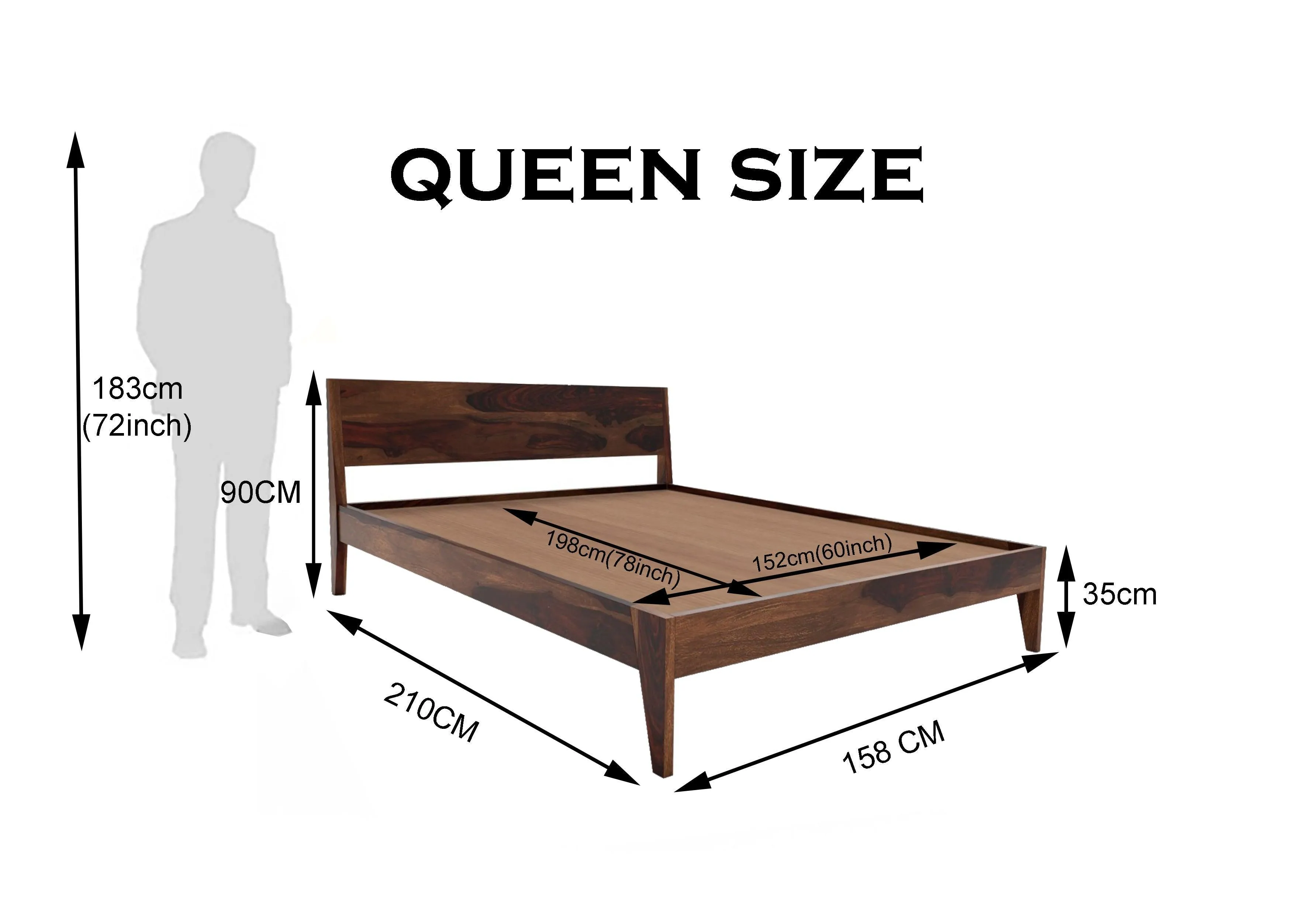ARABEL BED QUEEN Sheesham Wood (Honey Finish)