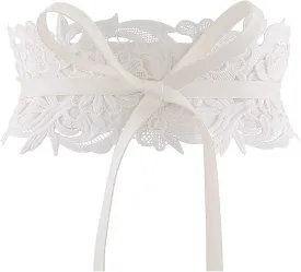 Ayliss Women's Lace Waist Belt Obi Bowknot Cinch Wide Belt Bow Tie Wrap Boho Corset Dress Waist Band Pu Leather