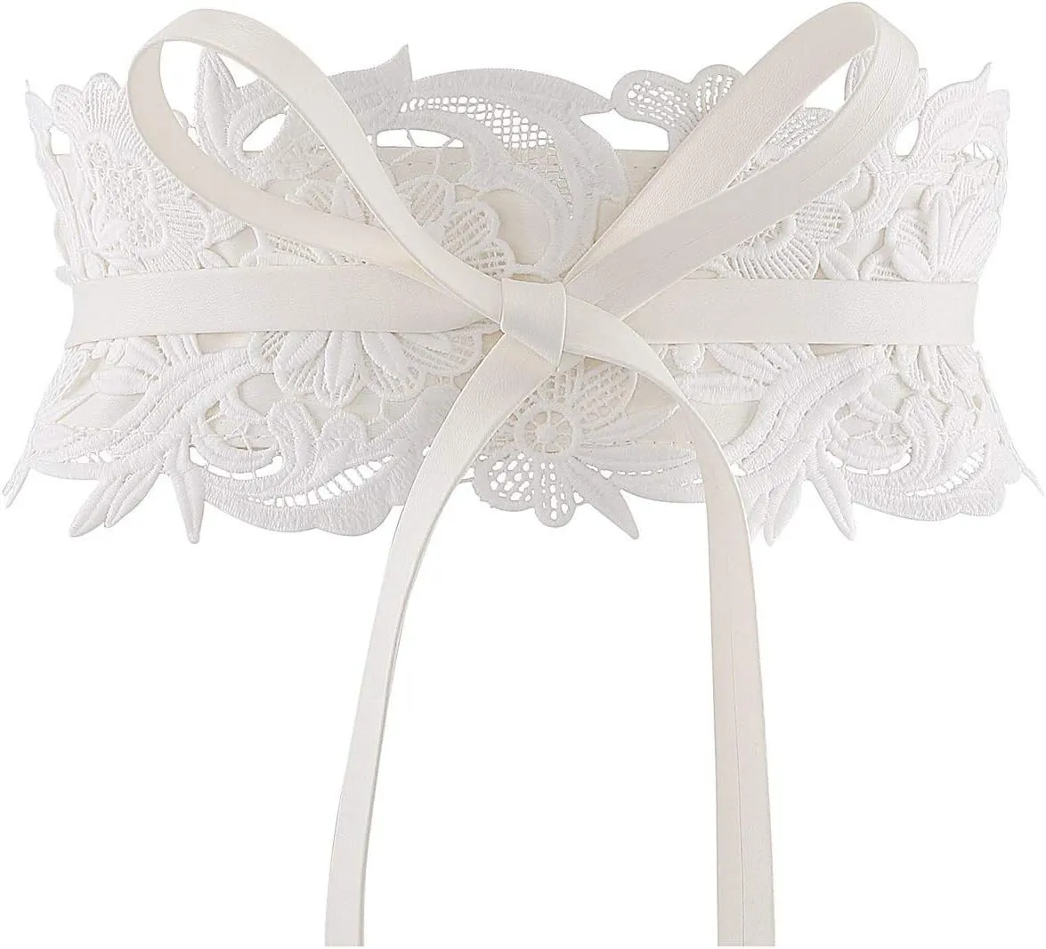 Ayliss Women's Lace Waist Belt Obi Bowknot Cinch Wide Belt Bow Tie Wrap Boho Corset Dress Waist Band Pu Leather