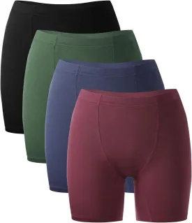 BAMBOO COOL Womens Boxer Briefs Underwear Boy Shorts Soft Stretch Panties for Women, 4 Packs