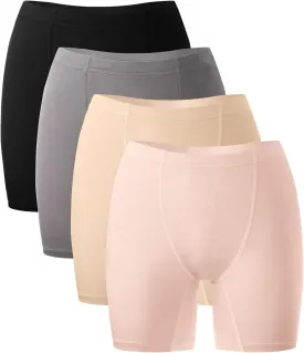 BAMBOO COOL Womens Boxer Briefs Underwear Boy Shorts Soft Stretch Panties for Women, 4 Packs