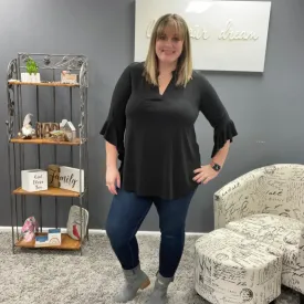 Black Ruffle Sleeve Gabby