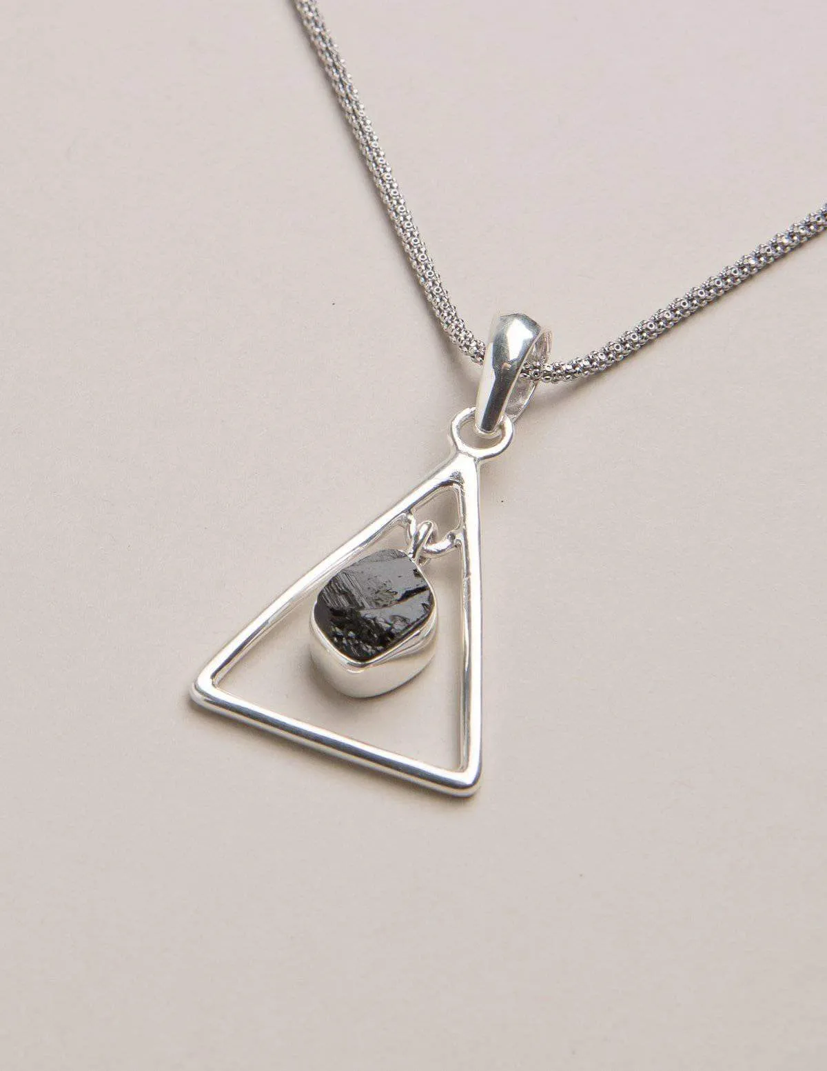 Black Tourmaline Triangle Pendant
