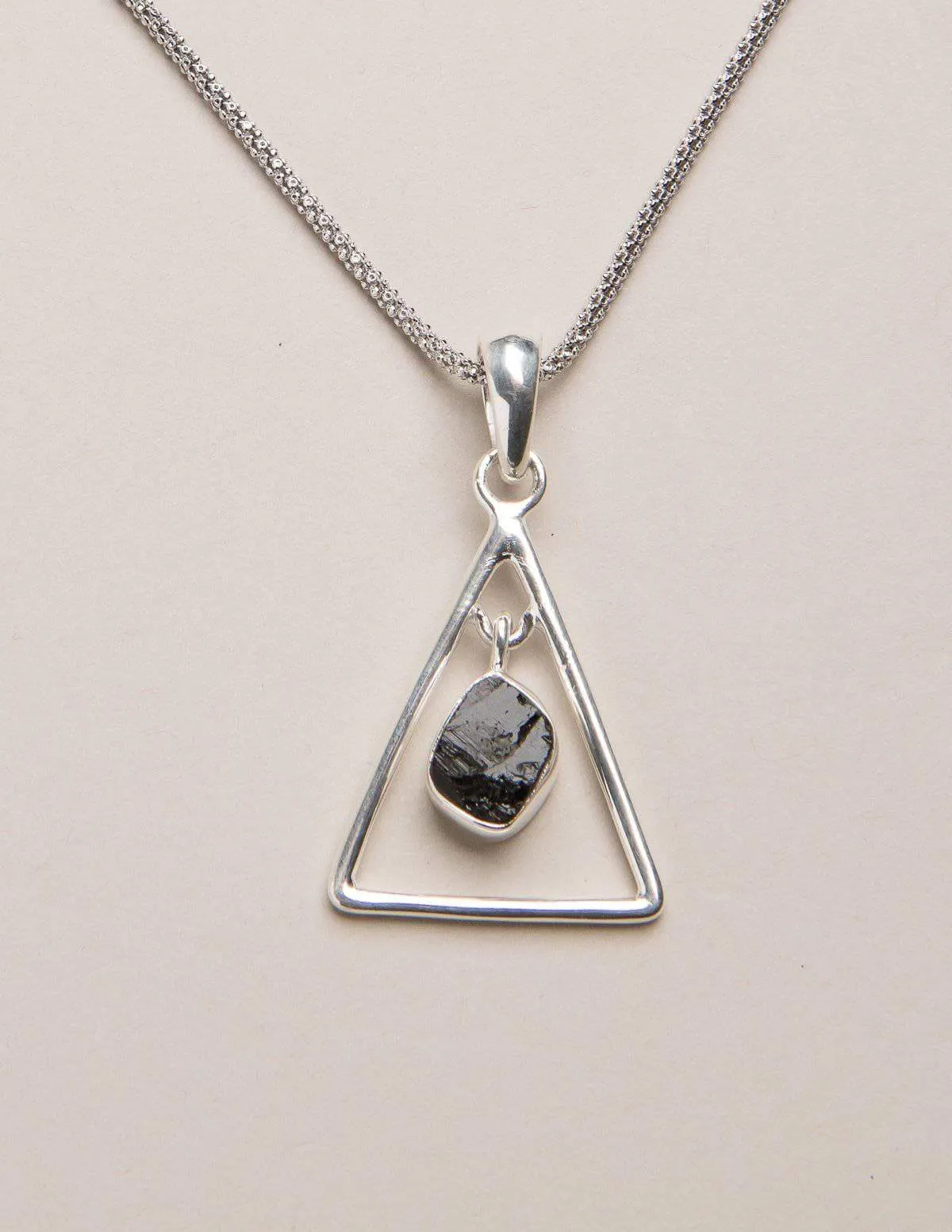 Black Tourmaline Triangle Pendant