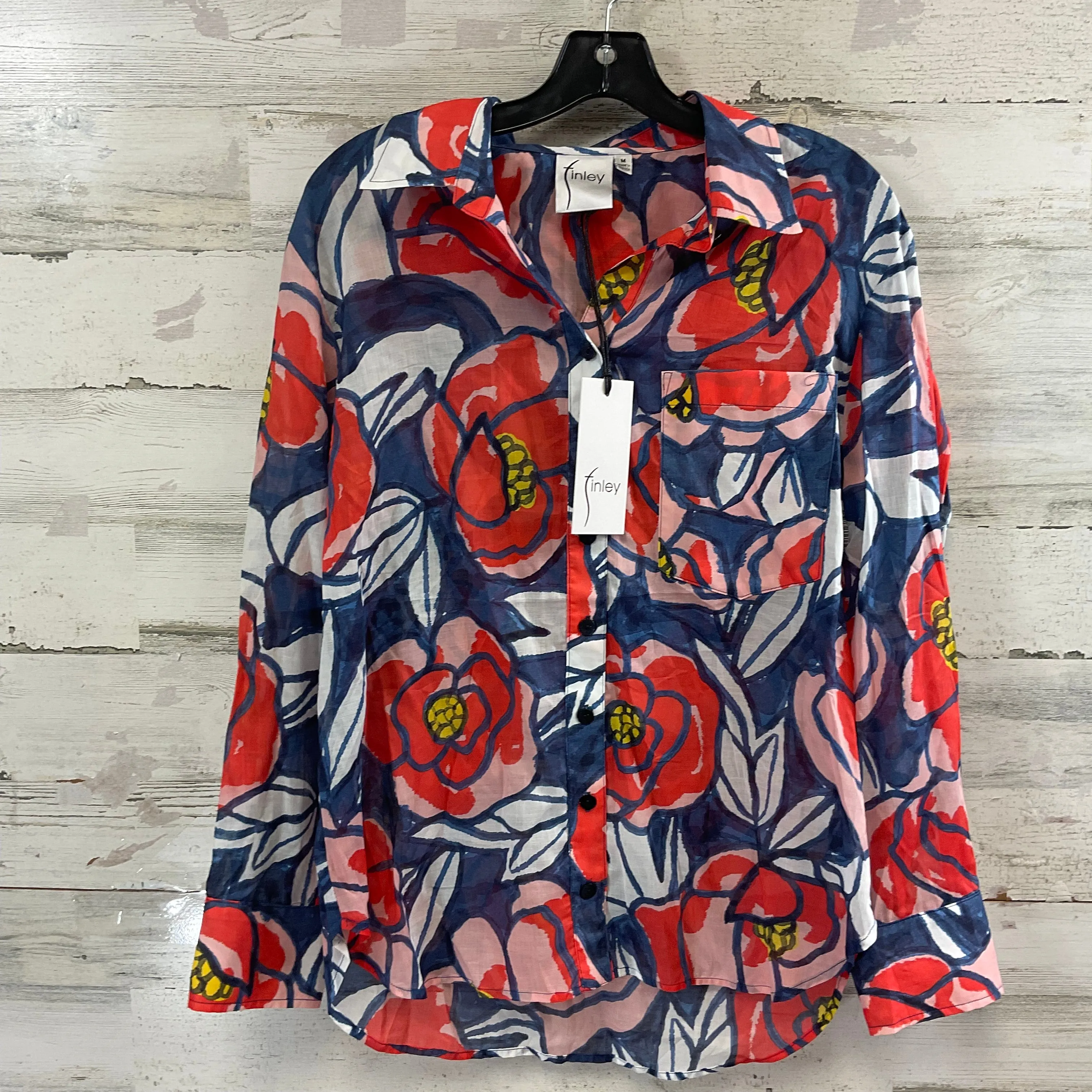 Blouse Long Sleeve By FINLEY In Orange, Size: M