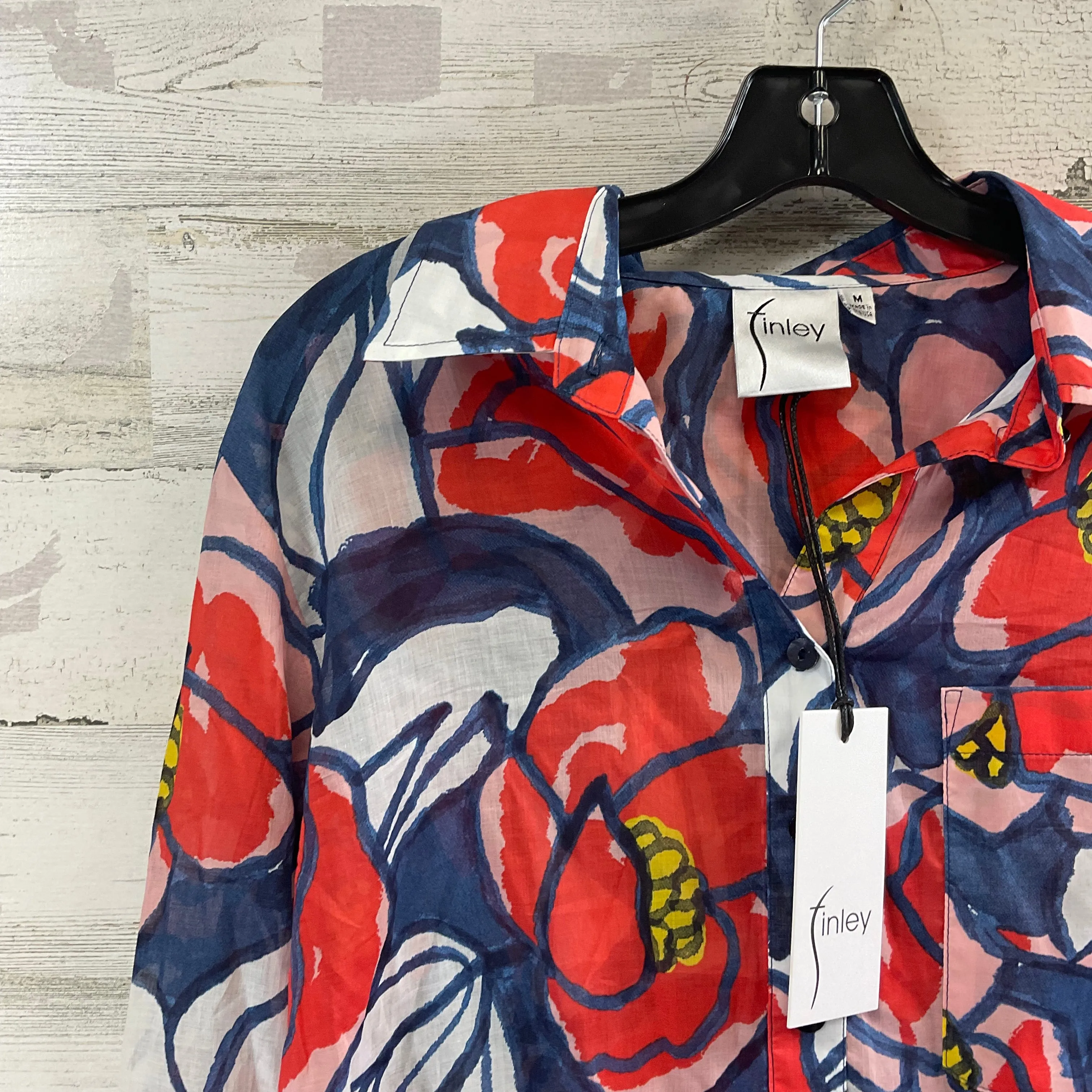 Blouse Long Sleeve By FINLEY In Orange, Size: M