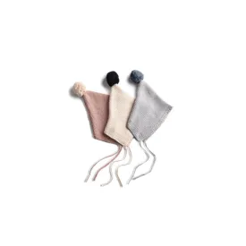 bonnet knit pixie with pom - blue