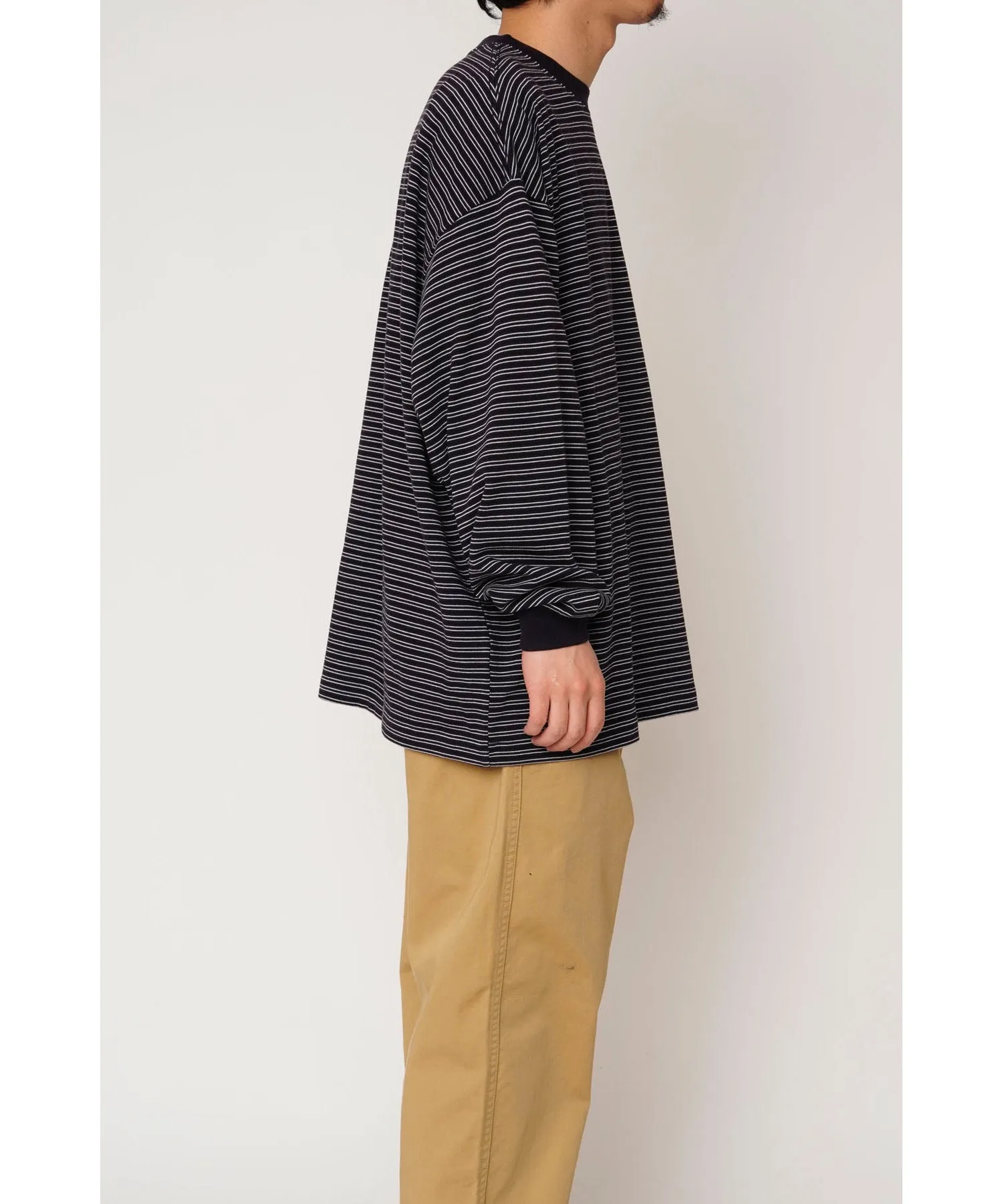 BORDER WIDE L/S T-SHIRT "D.NAVY"