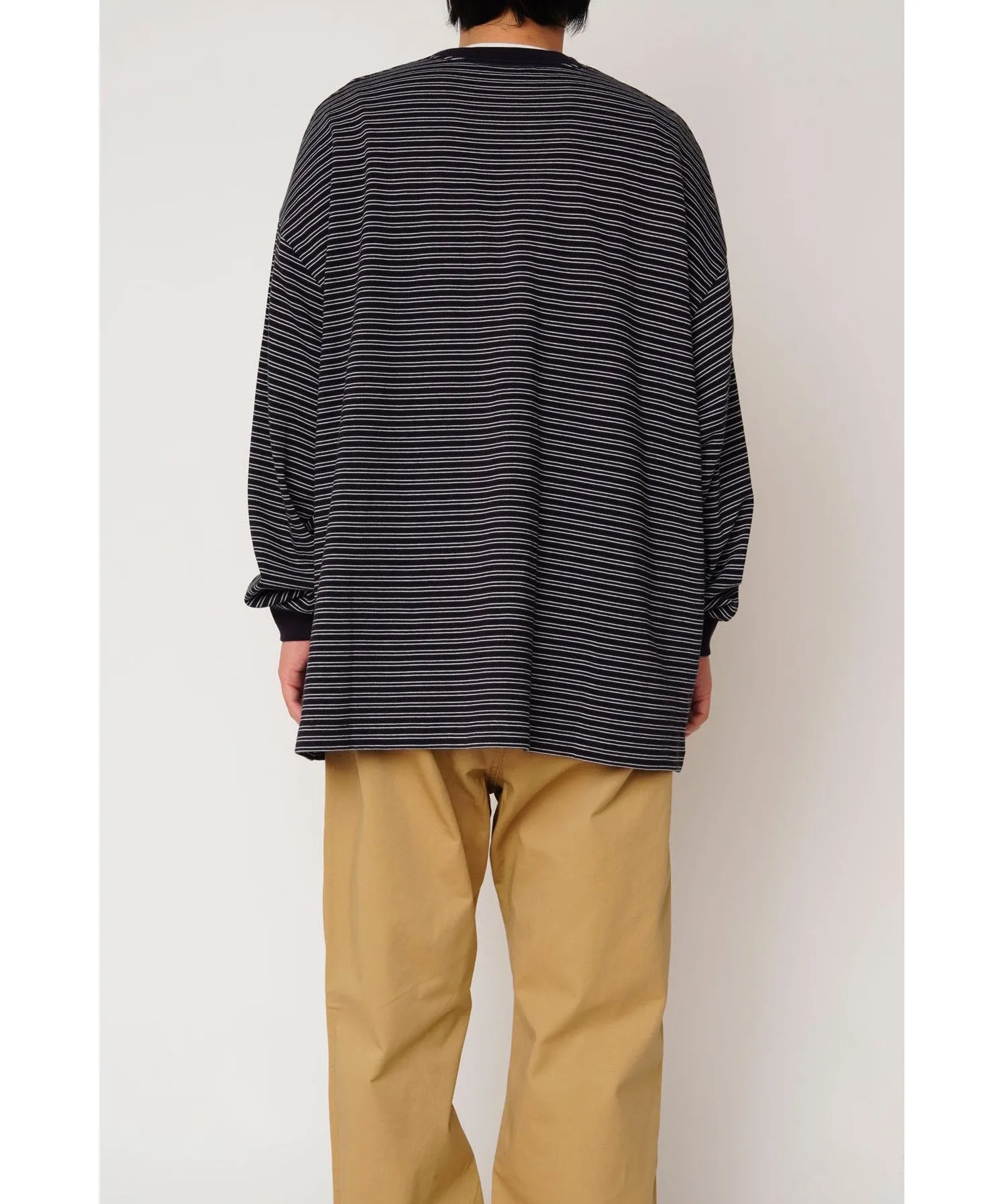 BORDER WIDE L/S T-SHIRT "D.NAVY"