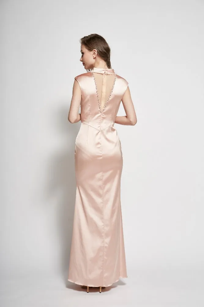 Brenda Necklace Beaded Satin Gown