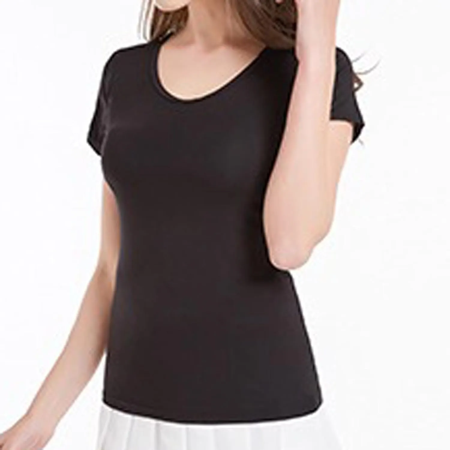 Built in Bra Tops for Women Padded Active Yoga T-Shirt Short Sleeve Plain Blouses Pajama Casual Workout Shirts 2 Pack