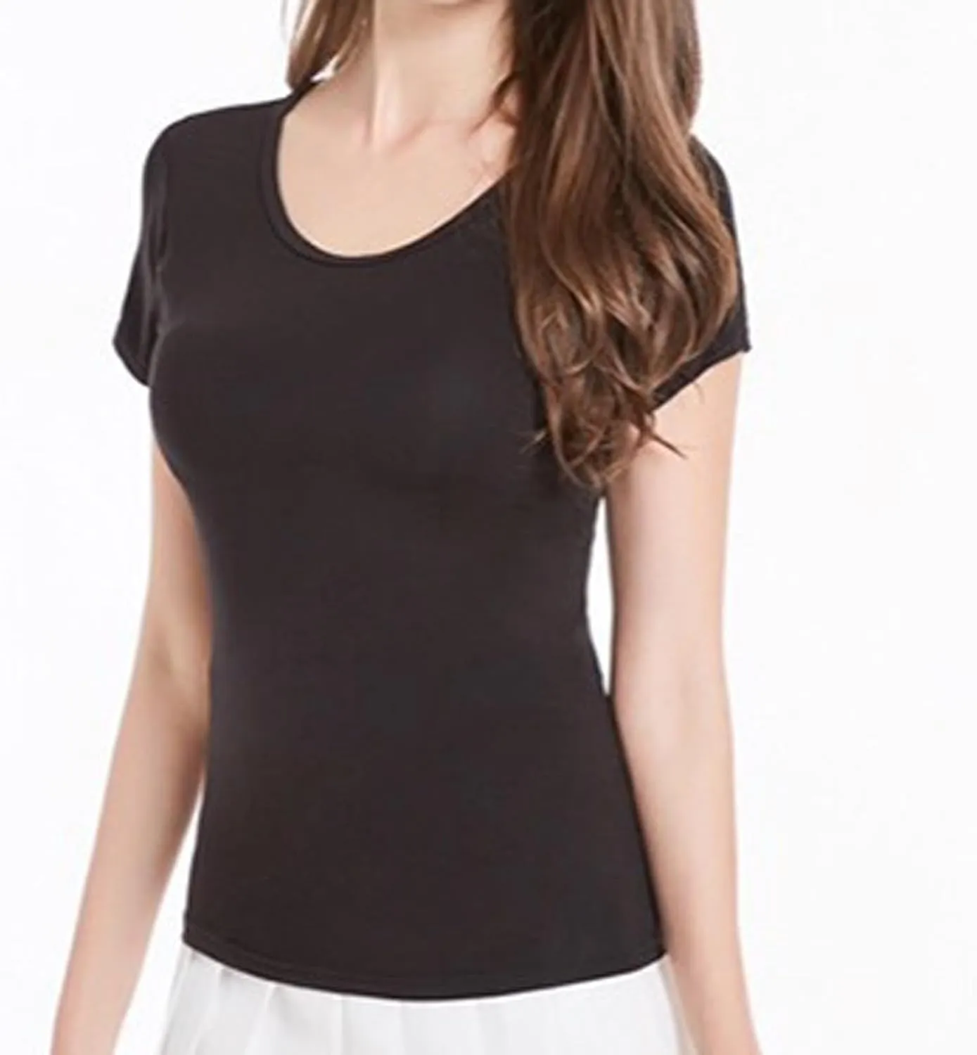 Built in Bra Tops for Women Padded Active Yoga T-Shirt Short Sleeve Plain Blouses Pajama Casual Workout Shirts 2 Pack