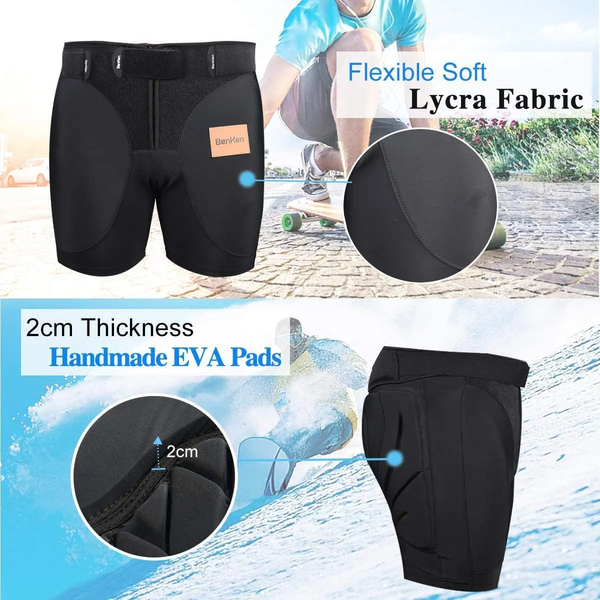 Butt Pads Snowboarding Impact Shorts Hip Protector for Men Women Protective Tailbone Padded Short Pants Skating Ski