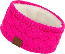 C.C Winter Fuzzy Fleece Lined Thick Knitted Diagonal Stripes Criss-Cross Pattern Headband Headwrap (HW-2060)