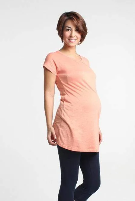 Cherise Maternity Tunic Short Sleeve Top Orange