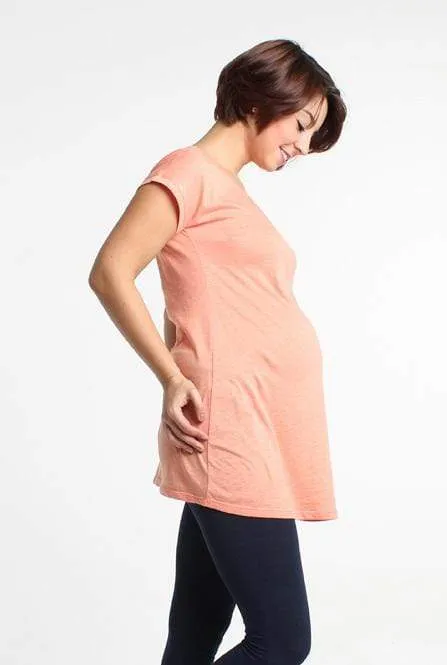 Cherise Maternity Tunic Short Sleeve Top Orange
