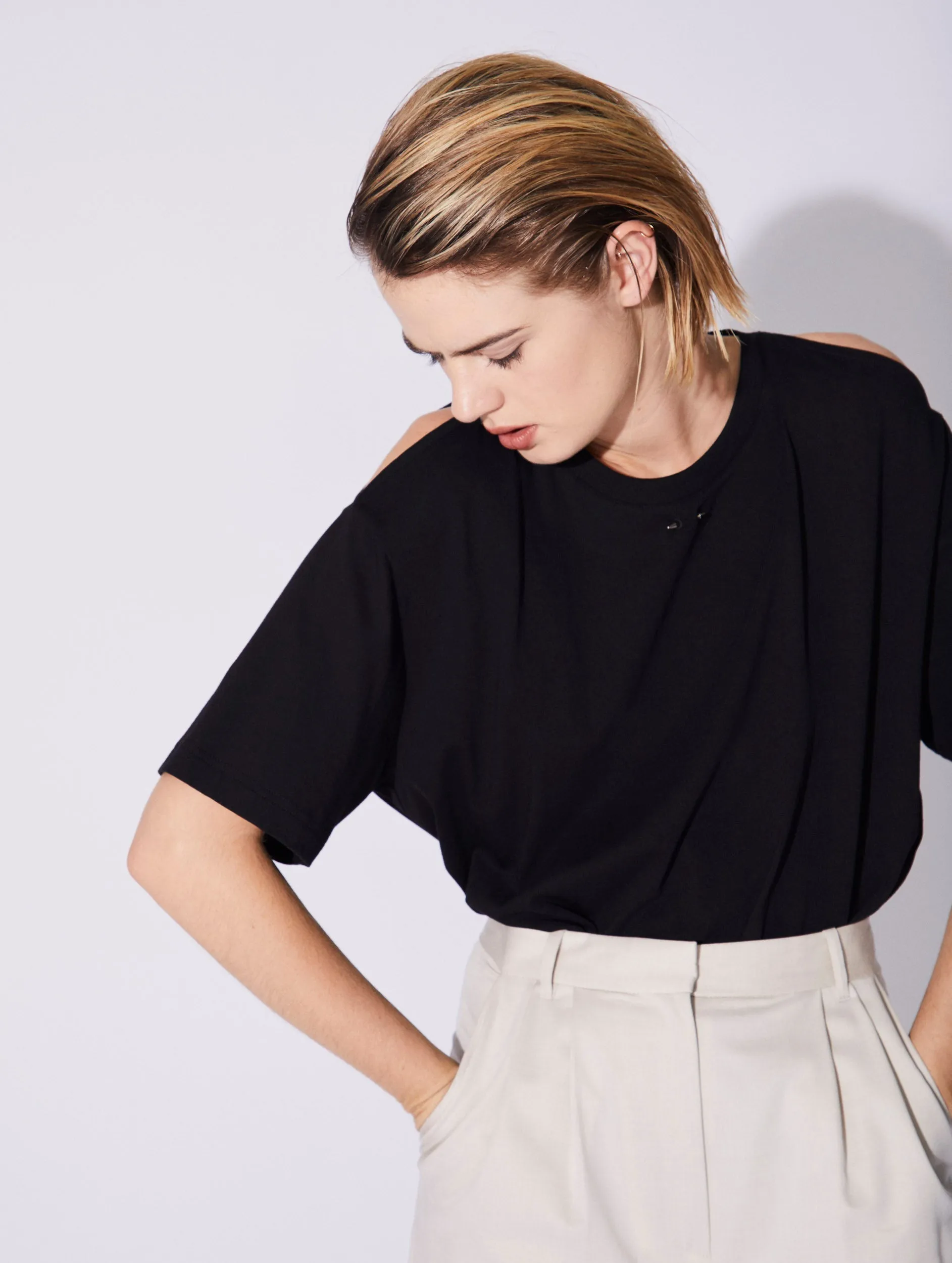 Cotton Jersey Cut-Out T-Shirt