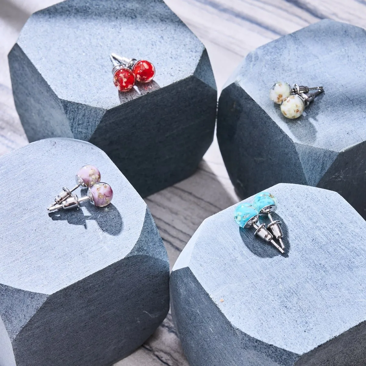 Crimson | .925 Sterling Silver | Mini Firefly Glass Stud Earrings