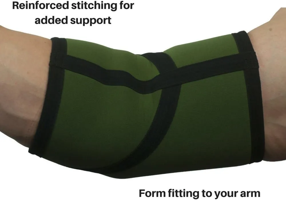 Elbow Sleeves (1 Pair) W/Wrist Wraps - Elbow Brace For Support & Compression for Powerlifting, Weightlifting, Bench & Tendonitis - 5mm Neoprene - For Men & Women