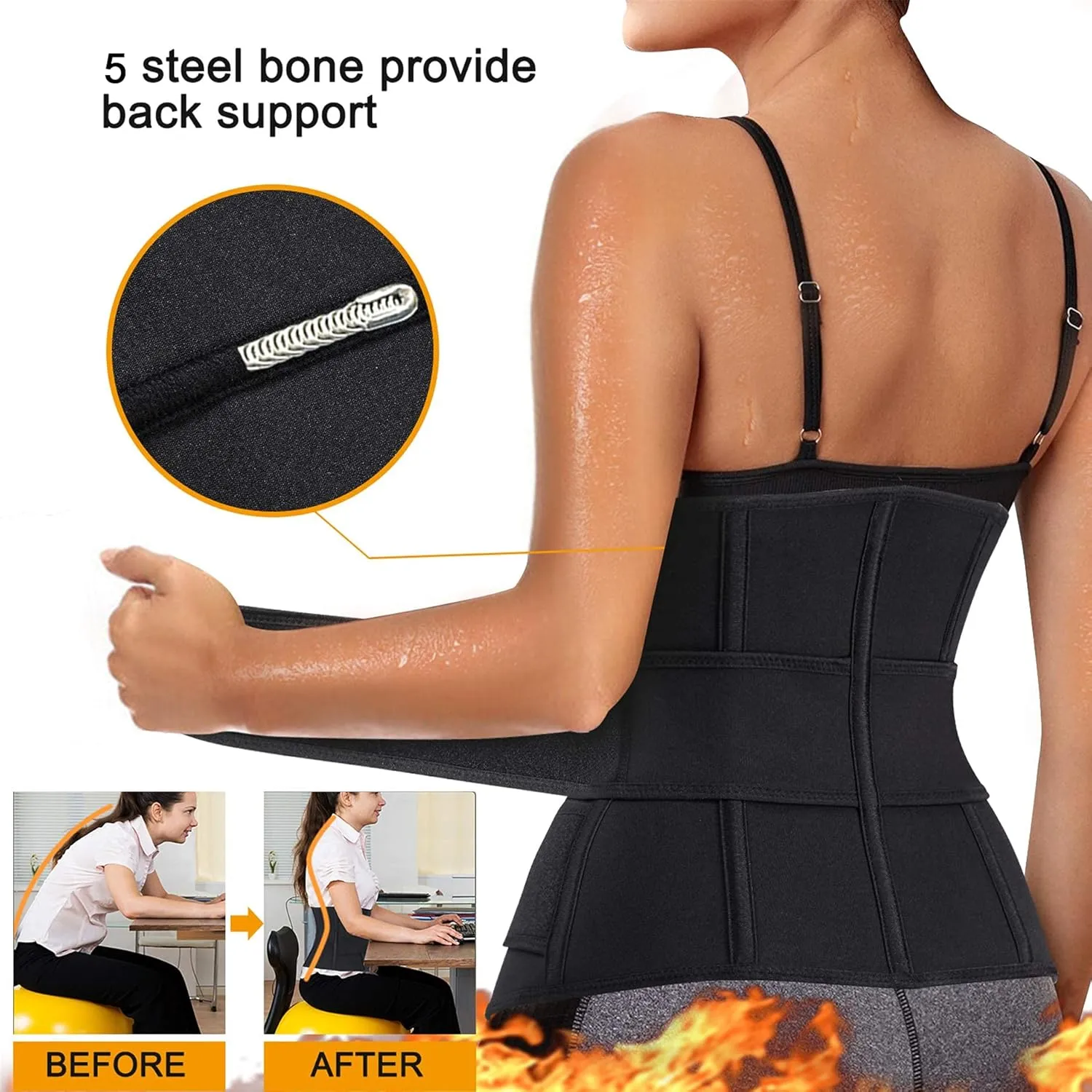 Eleady Waist Trainer Trimmer Belt for Women Corset Slimming Body Shaper Cincher Sauna Sweat Band Workout Sport Girdles