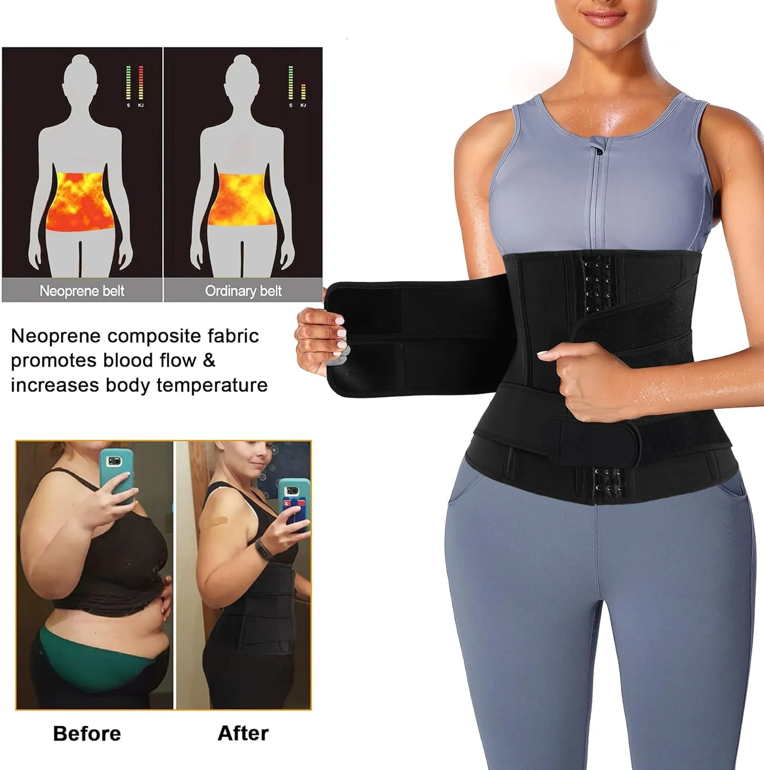Eleady Waist Trainer Trimmer Belt for Women Corset Slimming Body Shaper Cincher Sauna Sweat Band Workout Sport Girdles