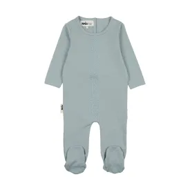 footie braided stitch with bonnet - powder blue