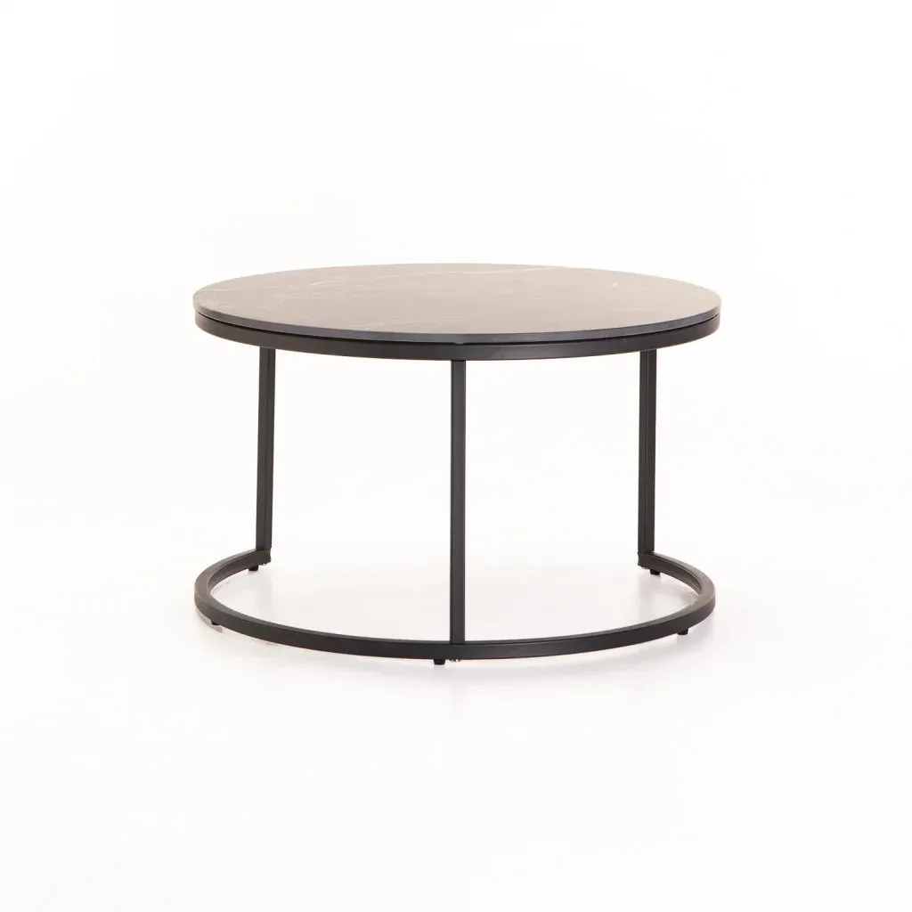GIO SET OF 2 STONE TOP COFFEE TABLE - BLACK LEG