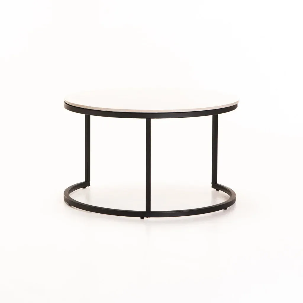 GIO SET OF 2 STONE TOP COFFEE TABLE - BLACK LEG