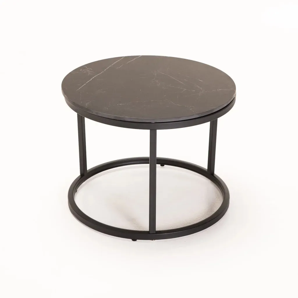 GIO SET OF 2 STONE TOP COFFEE TABLE - BLACK LEG