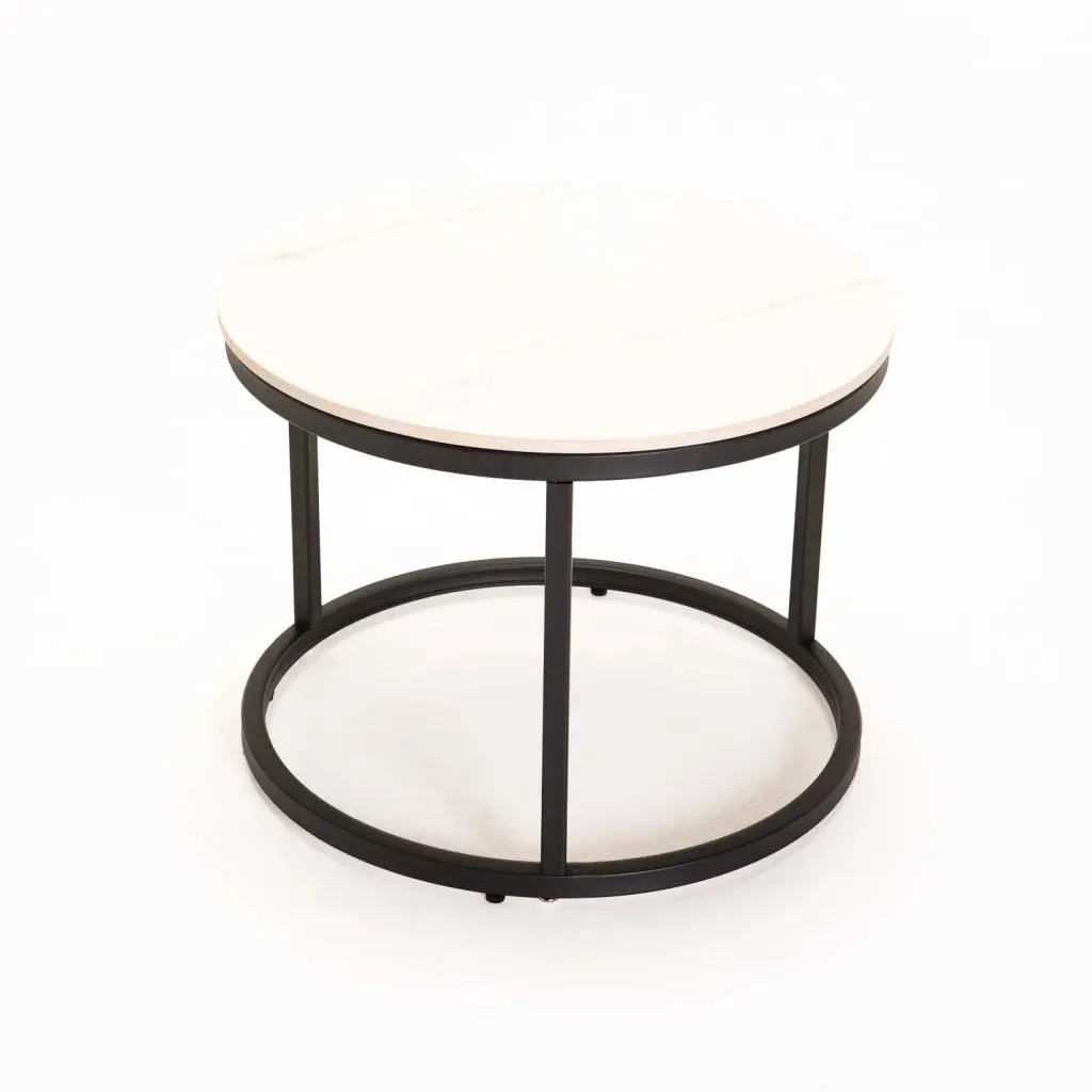 GIO SET OF 2 STONE TOP COFFEE TABLE - BLACK LEG