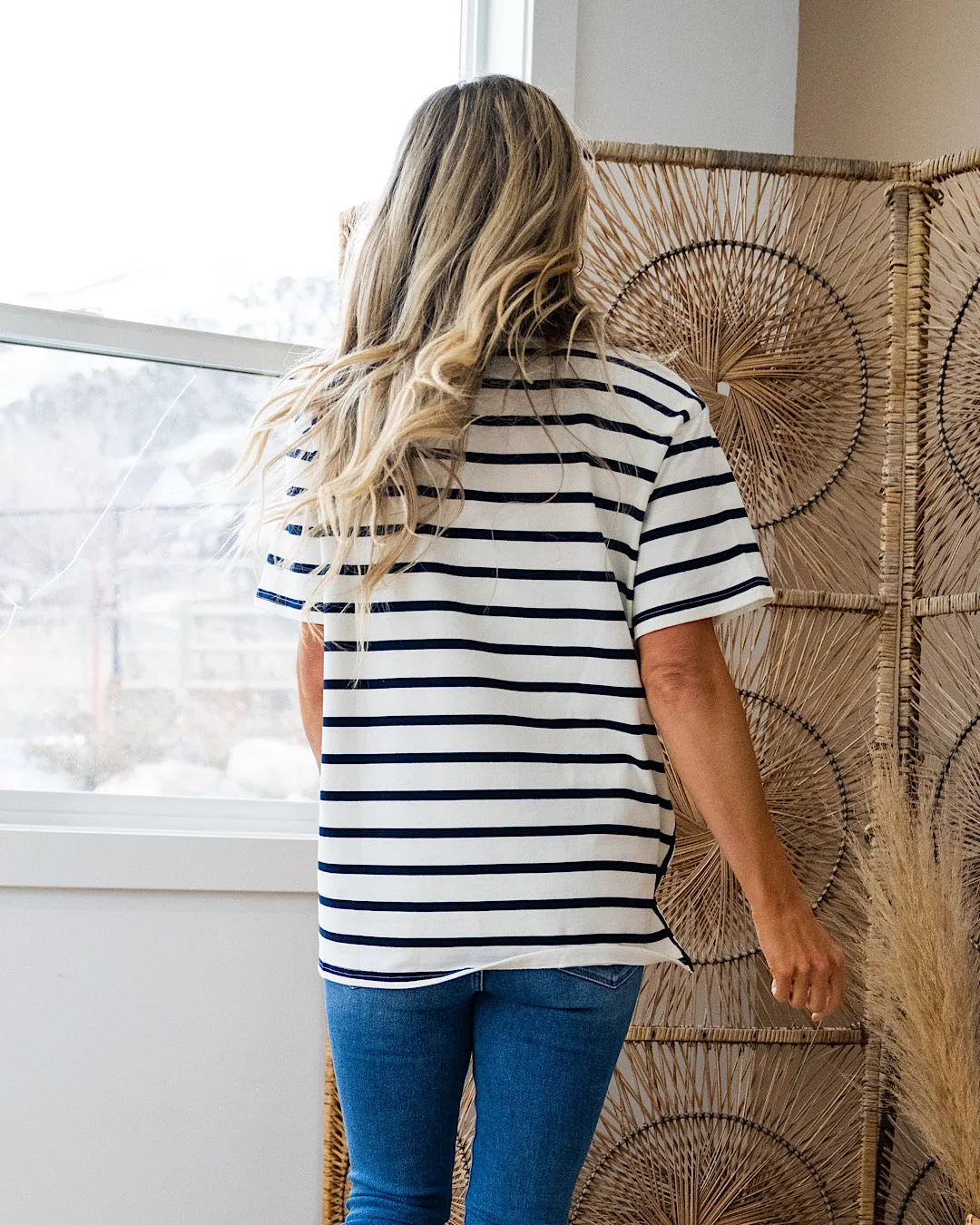 Gwen Navy Striped Top