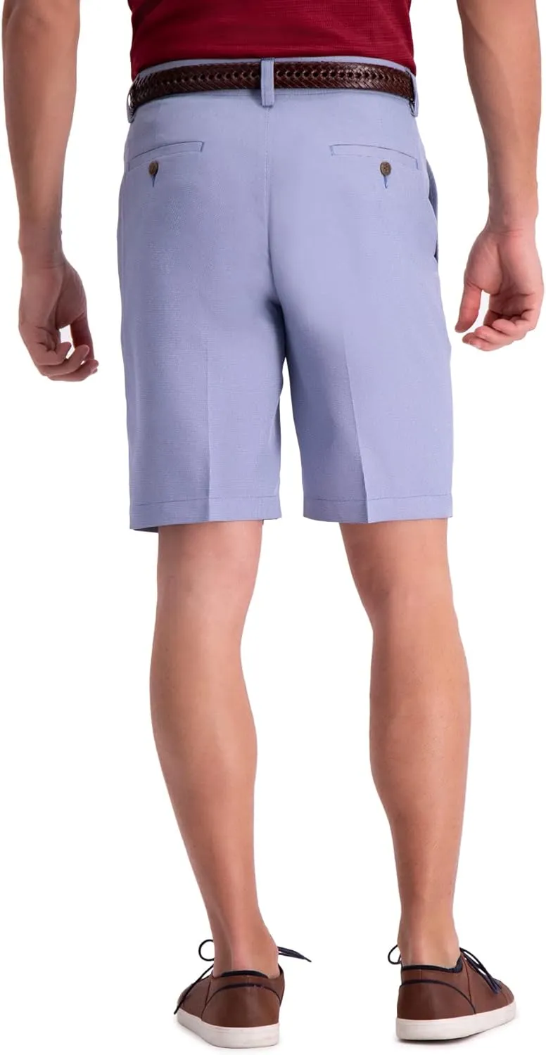 Haggar Men's Cool 18 Pro Straight Fit Flat Front 4-Way Stretch Expandable Waist Shorts - 7 and 9.5 Inch Inseams