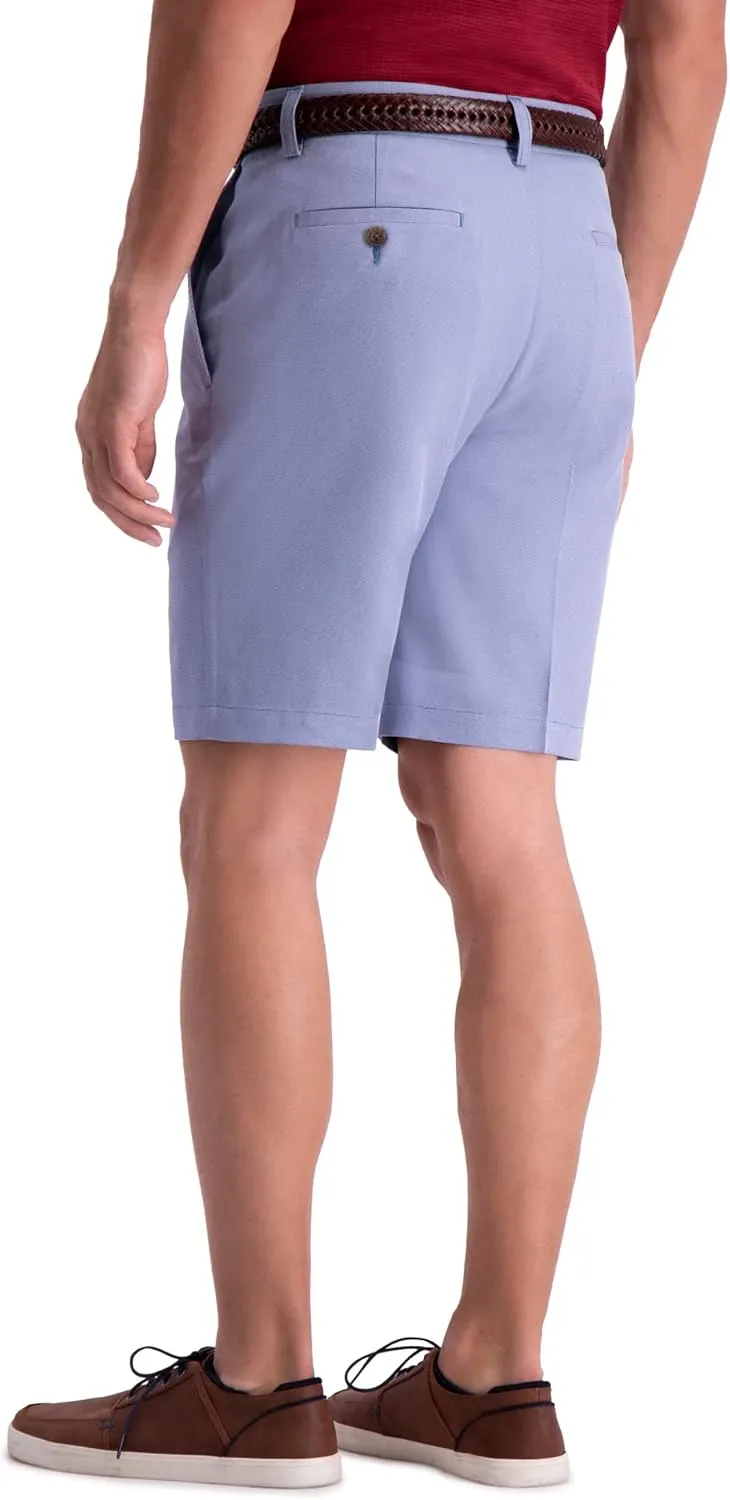 Haggar Men's Cool 18 Pro Straight Fit Flat Front 4-Way Stretch Expandable Waist Shorts - 7 and 9.5 Inch Inseams