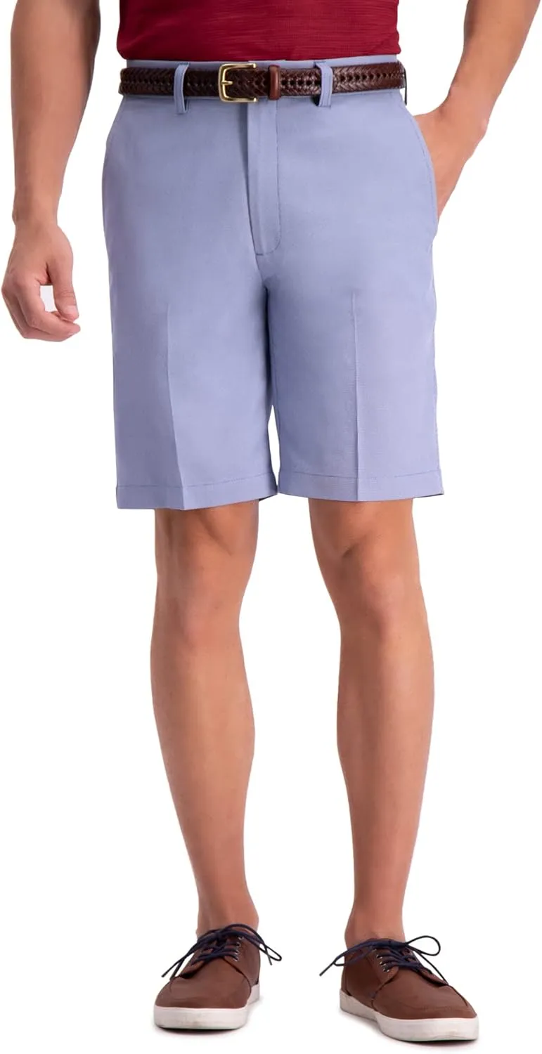 Haggar Men's Cool 18 Pro Straight Fit Flat Front 4-Way Stretch Expandable Waist Shorts - 7 and 9.5 Inch Inseams