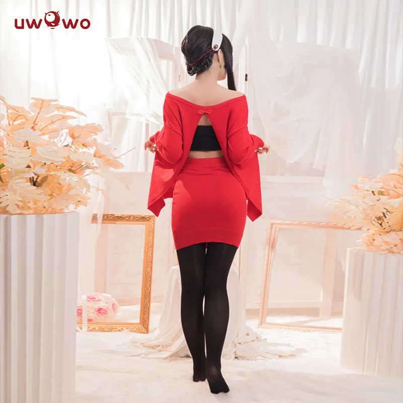 【In Stock】Uwowo Plus Size Anime Spy x Family: Yor Forger Sweater Yor Forger Dress Christmas Cosplay Costume Casual Red Sweater