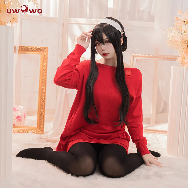 【In Stock】Uwowo Plus Size Anime Spy x Family: Yor Forger Sweater Yor Forger Dress Christmas Cosplay Costume Casual Red Sweater