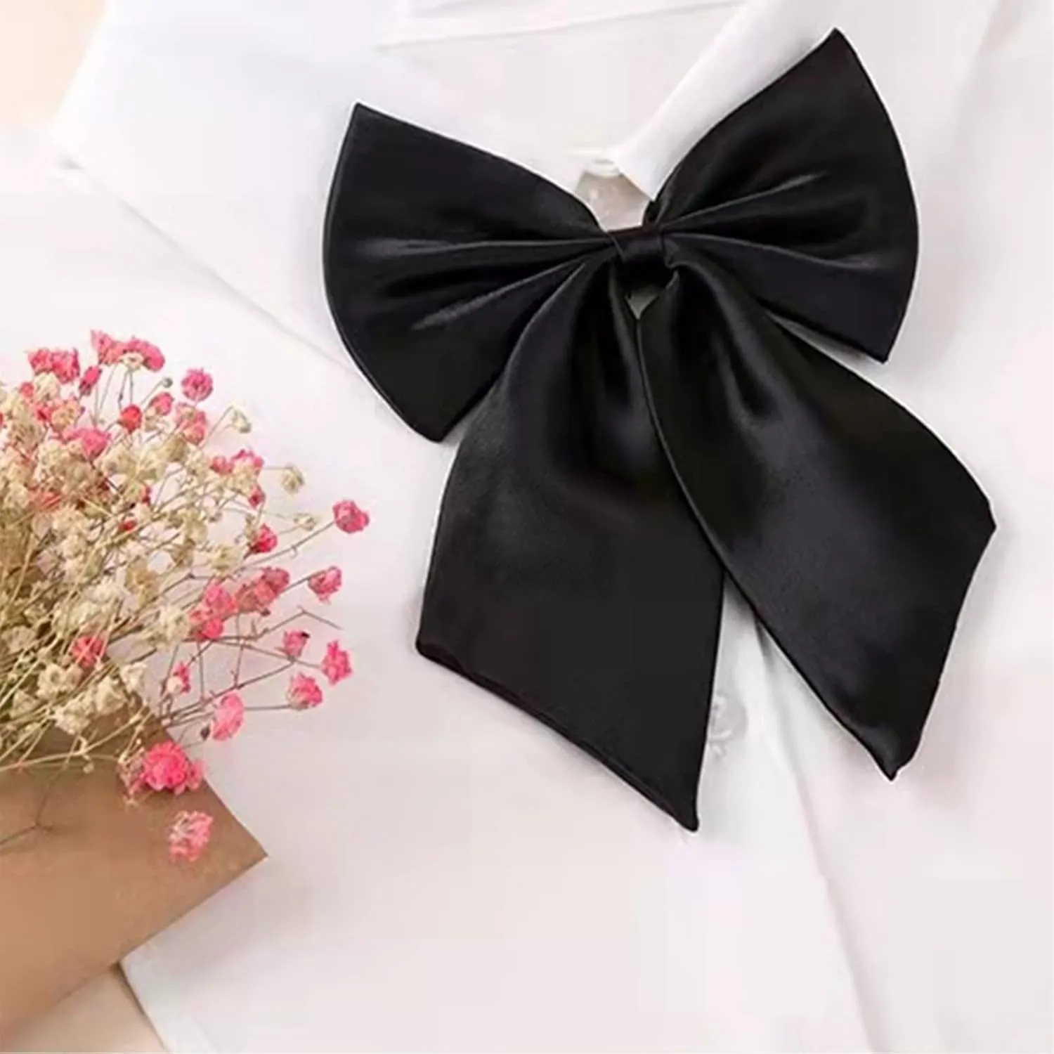 Mantieqingway Adjustable Pre-tied Bow Tie for Girls Uniform Solid Color Bowties for Women Ties